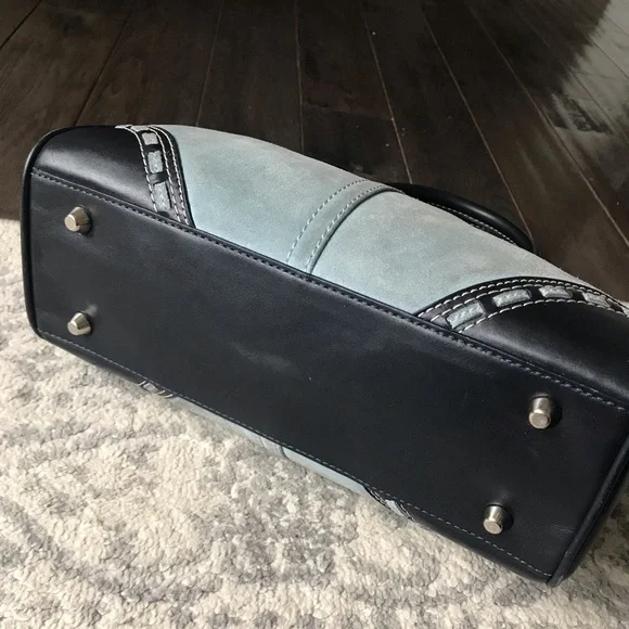 Coach Hampton Y2K ‘07 Baby Blue Suede/Leather Shoulder Purse And Wristlet F11208 - Picture 12 of 15